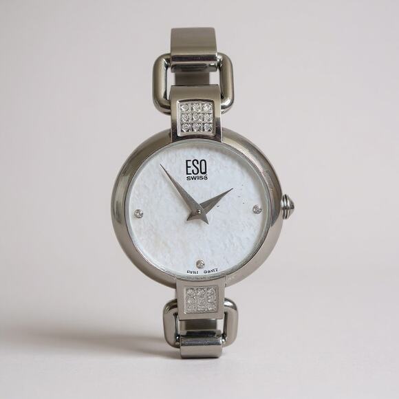 ESQ by Movado Watch E5407 Diamonds SS White MOP Dial Bangle Bracelet main image 5